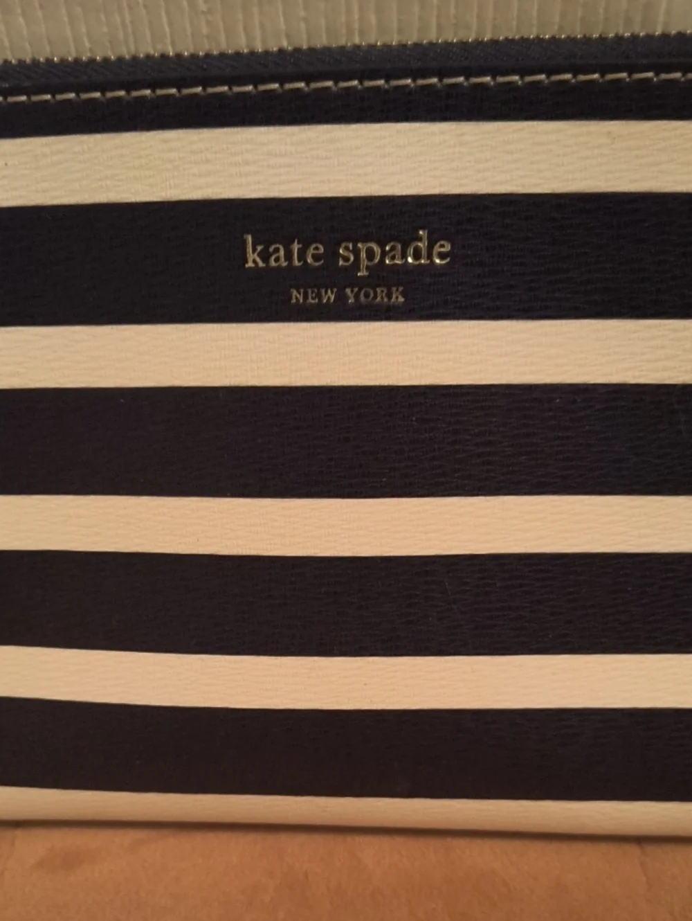 Kate Spade Navy and White Striped Wristlet